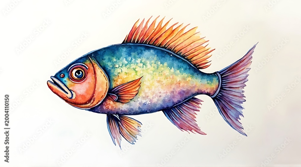 Fototapeta premium Colorful Rainbow Fish Illustration Art Style
