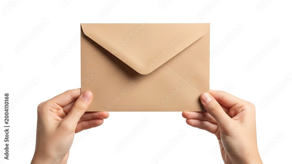 Fototapeta premium Hands holding a sealed brown envelope