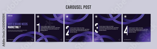 Set of minimalist business carousel post, Customize social media template design, Instagram and LinkedIn carousel post, template eps 10.