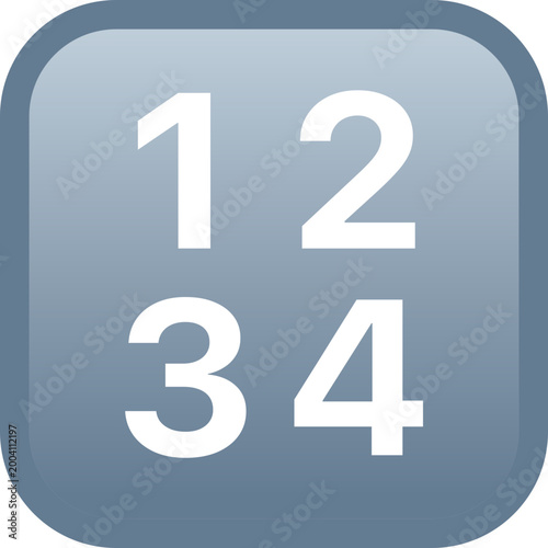 Number 1234 vector icon, emoji illustration, isolated on transparent background. 