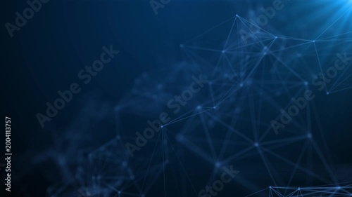 abstract blue background with lines, animated plexus, futuristic social and neural network and information technology animation concept.