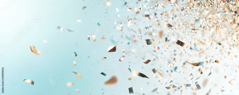 Fototapeta premium Sparkling Gold and Teal Glitter Background