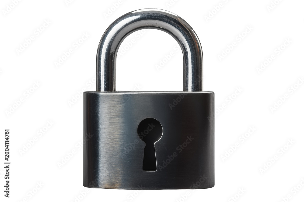 Naklejka premium Metal Padlock Security Protection Lock isolated on white background png