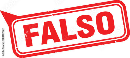 Red rubber stamp with the word "FALSO" (False) in white letters, indicating a negative or incorrect status, isolated on a white background.