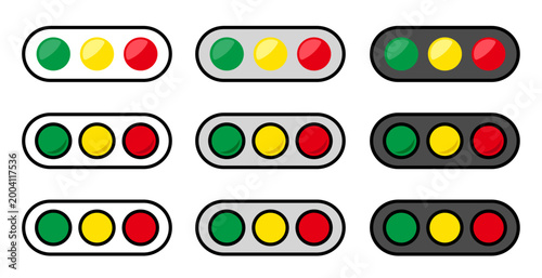 信号機のシンプルなアイコンイラスト