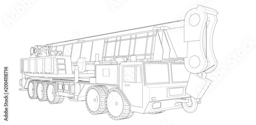 crane car symbol 3d illustration