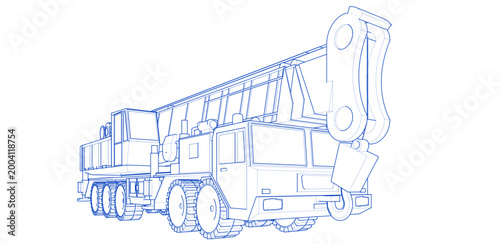 crane car symbol 3d illustration