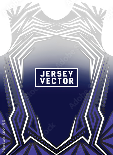 E sports Jersey Template with Abstract Geometric Design,, Abstract geometric sports jersey design template for sublimation print. Modern blue and purple racing jersey pattern with sharp vector lines.