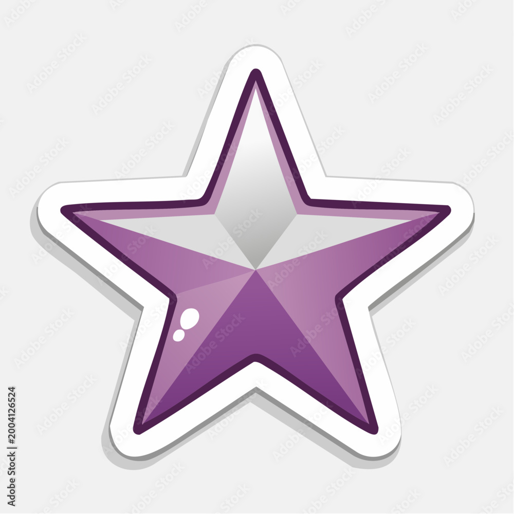 Obraz premium Purple Star Icon with White Outline