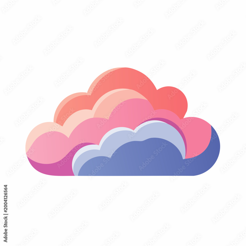 Fototapeta premium Stylized Cloud Illustration with Pink and Blue Tones