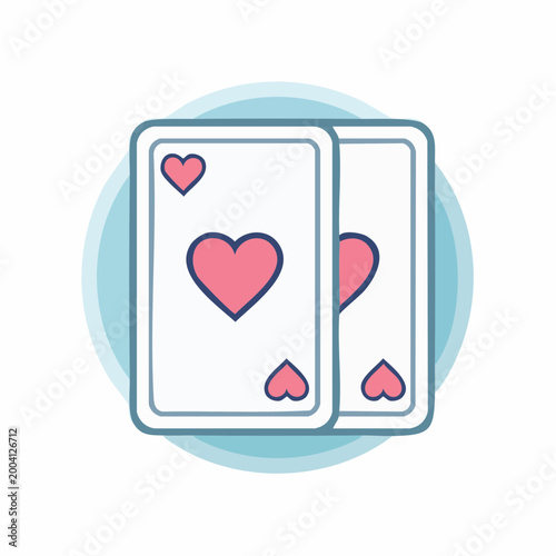Two Playing Cards with Hearts Suit
