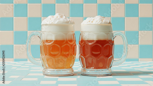 Two Cups of Color Drinks With Thick Foam
