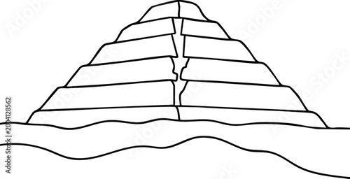 Saqqara pyramid continous one line art