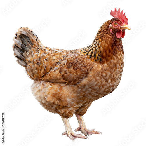Free-Range Hen Standing Gracefully in a Bright Farmyard Setting Isolated on transparent background