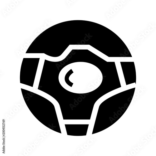 black steering wheel glyph solid style icon illustration vector, representative car steer theme.