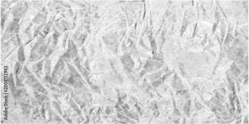 Crumpled paper halftone texture, monochrome dotted pattern, folded wrinkles and abstract grunge surface. Print texture for poster overlay, paper background, distressed design. Vector illustration