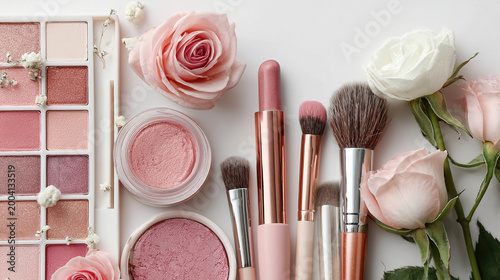 Makeup Collection Surrounded by Roses