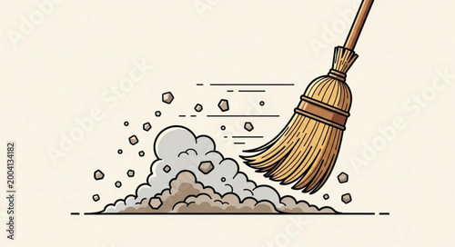 Obraz na płótnie Cleaning Tool Broom Sweeping Dust and Debris.