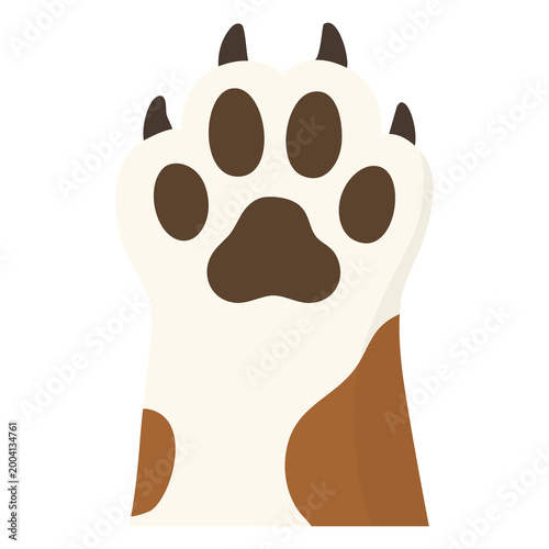 Cute Dog Paw Pads, Brown White Dog Paw, Flat Cartoon Pet Paw Icon PNG