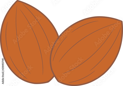 Almond icon vector. almond nuts, healthy snack and ingredient symbol. vector illustration.