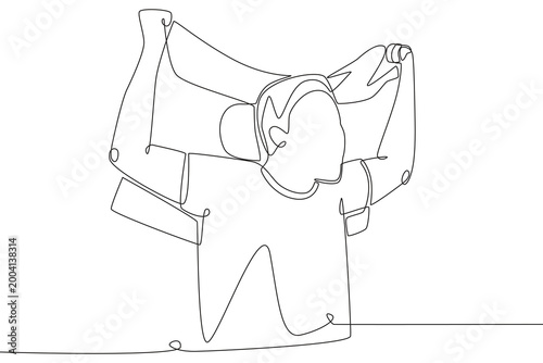 Football Argentina supporter concept one-line drawing