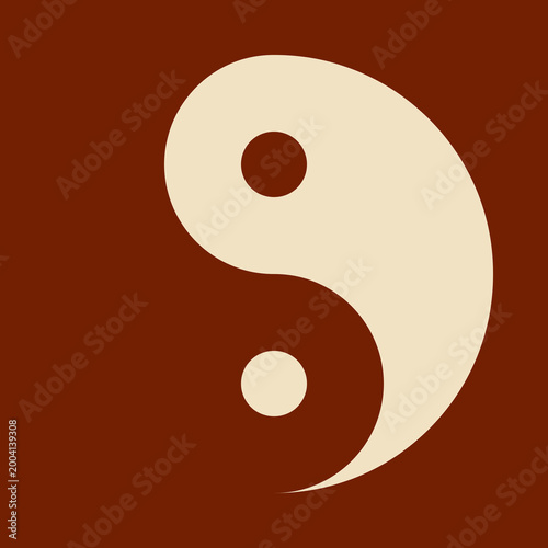 Modern minimalist yin yang symbol illustration featuring brown and cream colors for balance and spiritual peace