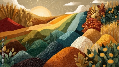 Playful Cartoon Illustration of Ayurvedic Spices as a Rainbow