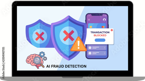 AI Fraud Detection System Interface on Laptop Screen