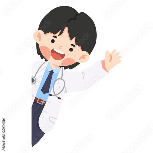 Doctor Waving Hand Greeting Patient With Friendly Smile