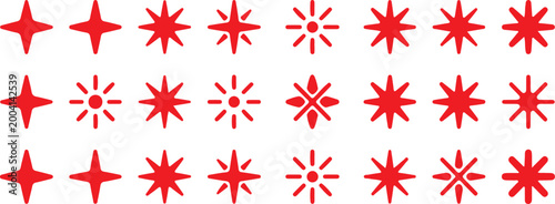 Red asterisk symbols various sizes and shapes