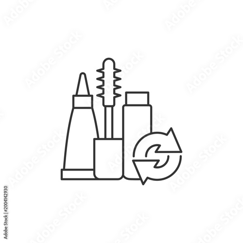 Refillable mascara linear icon. Eco friendly package. Zero waste container for organic cosmetic. Thin line customizable illustration. Contour symbol. Vector isolated outline drawing. Editable stroke
