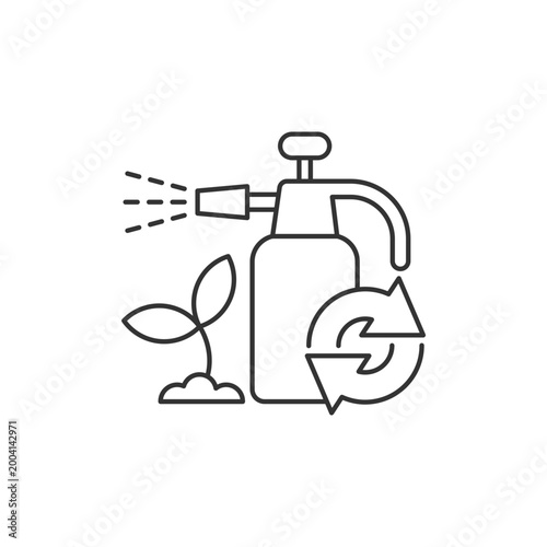 Garden chemicals refill linear icon. Pesticide sprayer. Natural fertilizer. Eco friendly package. Thin line customizable illustration. Contour symbol. Vector isolated outline drawing. Editable stroke