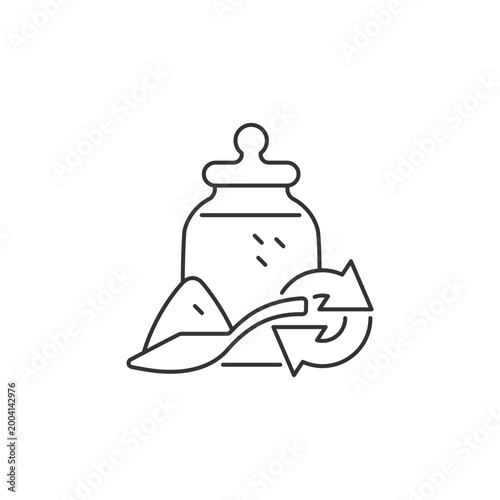 Grain refill linear icon. Eco friendly package for groceries. Bulk foods for domestic use. Thin line customizable illustration. Contour symbol. Vector isolated outline drawing. Editable stroke