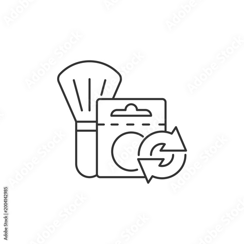 Blush refill linear icon. Eco friendly package for vegan facial cosmetics. Beauty product. Thin line customizable illustration. Contour symbol. Vector isolated outline drawing. Editable stroke
