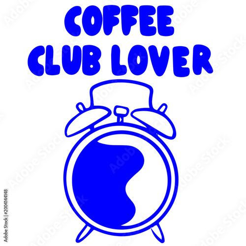 Coffee doodle illustration with alarm clock concept for coffee club lover morning
