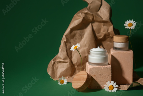 Decorative podiums with jar...