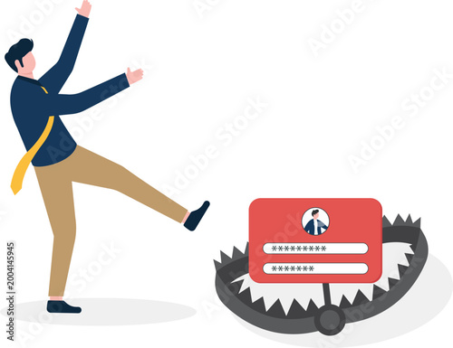 Businessman about to step into identity theft trap