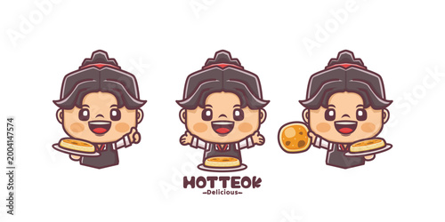 Vector Illustration of a Chibi Girl Chef with Hotteok