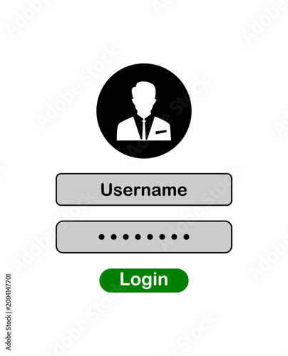 Vector illustration of a clean login interface with user icon and password fields on a white background.