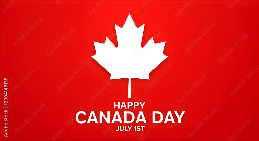 Obraz premium Happy canada day with maple leaf on red background