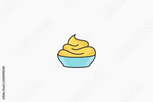 mayonnaise in a bowl colored icon