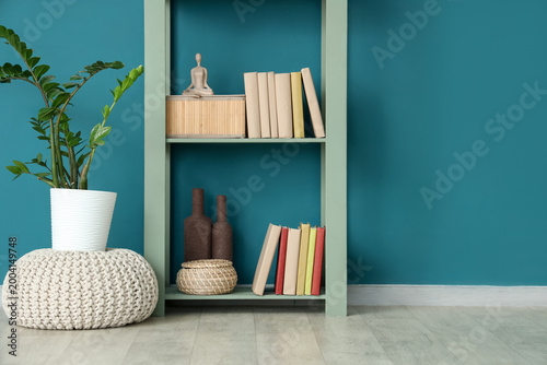Shelving unit with books an...