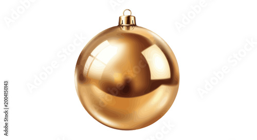 Shiny gold Christmas ornament isolated on white background.
