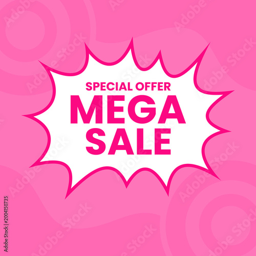 Pink Mega Sale Special Offer Banner for Social Media Promotion