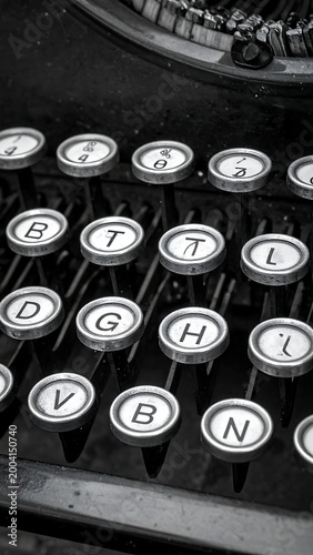 Close-up of vintage typewriter keys