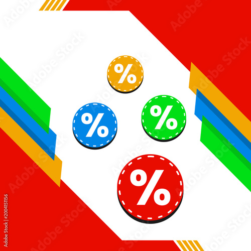 Sale and Discount Graphic with Colorful Percentage Circles