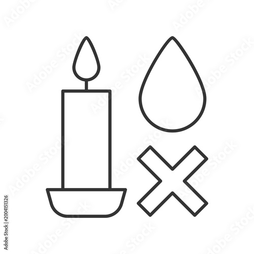 Extinguish candle without water linear manual label icon. Thin line customizable illustration. Contour symbol. Vector isolated outline drawing for product use instructions. Editable stroke