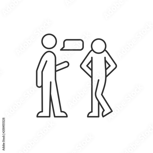 Psychological barriers linear icon. Personal discomfort. Communicator mental state. Thin line customizable illustration. Contour symbol. Vector isolated outline drawing. Editable stroke