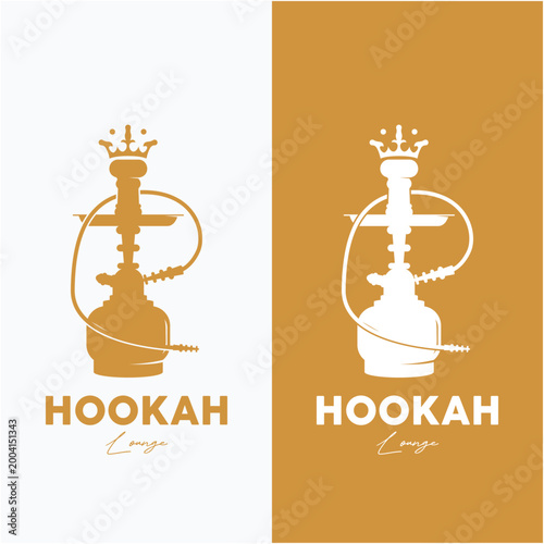 Hookah logo vector. Vintage shisha bar logo vector icon design.