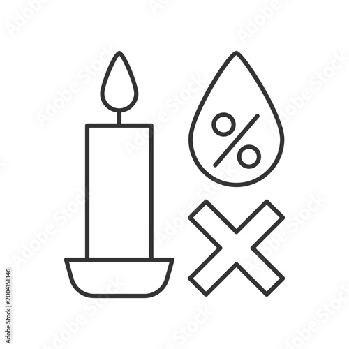 Keeping candles in dry spot linear manual label icon. Thin line customizable illustration. Contour symbol. Vector isolated outline drawing for product use instructions. Editable stroke